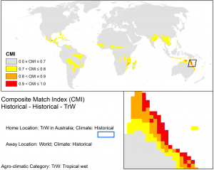 CLIMEX match climates for the Wet Tropics using climate averages from 1961-1990